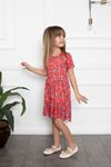 Flower Patterned Half Sleeve Girl's Dress
