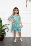 Flower Patterned Half Sleeve Girl's Dress