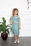 Flower Patterned Girl's Dress with Shoulder Window