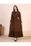 Patterned Women's Dress with Waist Belt