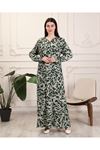 Buttoned Patterned Plus Size Women's Dress