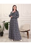 Buttoned Patterned Plus Size Women's Dress