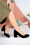 Low Heel Round Mold Black Suede Shoes