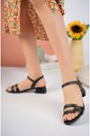 5 Punt Binding Black Skin Women's Sandals
