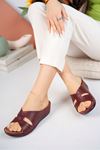 Orthopedic Sole Burgundy Women's Slippers