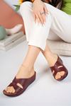 Orthopedic Sole Burgundy Women's Slippers