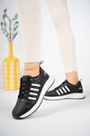 Women's Black and White Stripe Sneakers