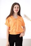 Short Sleeve Girl's Shirt with One Pocket