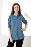 Girl's Sleeve Foldover Shirt with Pockets