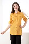 Girl's Sleeve Foldover Shirt with Pockets