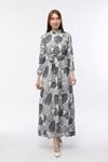 Leaf Patterned Lining Plus Size Evening Dress