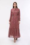 Tie Collar Lined Chiffon Dress