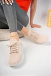 Balloon Sole Beige Tricot Sneakers