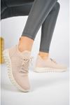 Lace-up Beige Tricot Sneakers