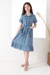 Belted Girl's Dress with Box Pockets