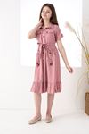 Belted Girl's Dress with Box Pockets