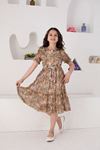 Flower Patterned Short Sleeve Girl's Dress