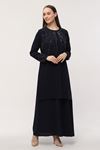 Plus Size Navy Blue 2Li Set with Stones