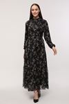 Tie Collar Lined Chiffon Dress