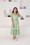 Patterned Chiffon Short Sleeve Girl's Dress