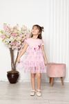 Flower Patterned Tulle Girl's Dress
