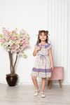 Flower Patterned Belted Girl's Dress