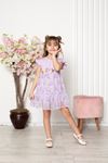 Flower Patterned Tulle Girl's Dress