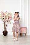 Flower Patterned Belted Girl's Dress