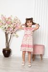 Flower Patterned Belted Girl's Dress