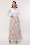 Flower Patterned Chiffon Women's Skirt