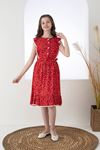 Patterned Girl's Dress with Ruffled Sleeves