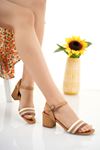 Women's Sandals with Colorful Banded Taba Heels