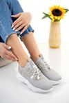 Mesh Grey Sneakers with Elastic Laces