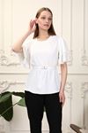 Women's Shirt with Volan Sleeve Belt