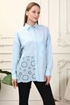 Blue Women's Shirt with Pocket Laser