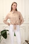 Women's Mink Shirt with Tie Front