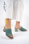 Mint Green Tricot Women's Slippers with Heel
