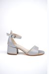 Heeled Silver Stone Sandals for Girls