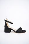 Heeled Black Stone Sandals for Girls