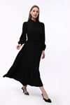 Belted Waterway Black Women's Dress