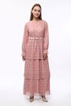Three Layered Powder Women's Dress with Belt