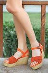 Padded Sole Cross Strap Women's Orange Shoes