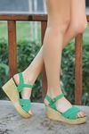 Padded Sole Cross Strap Women's Green Shoes