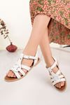 White Skin Women's Sandals with Poles