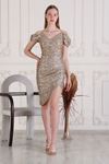 Silvery Knee-length Evening Dresses for Women