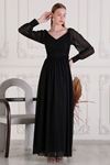 Belted Long Tulle Black Women Evening Dresses