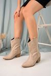 Beige Suede Cowboy Boots