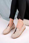 Orthopedic Sole Zipper Detailed Beige Shoes