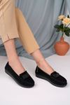 Orthopedic Sole Black Women's Shoes with Stones
