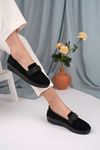 Orthopedic Sole Black Shoes with Stones